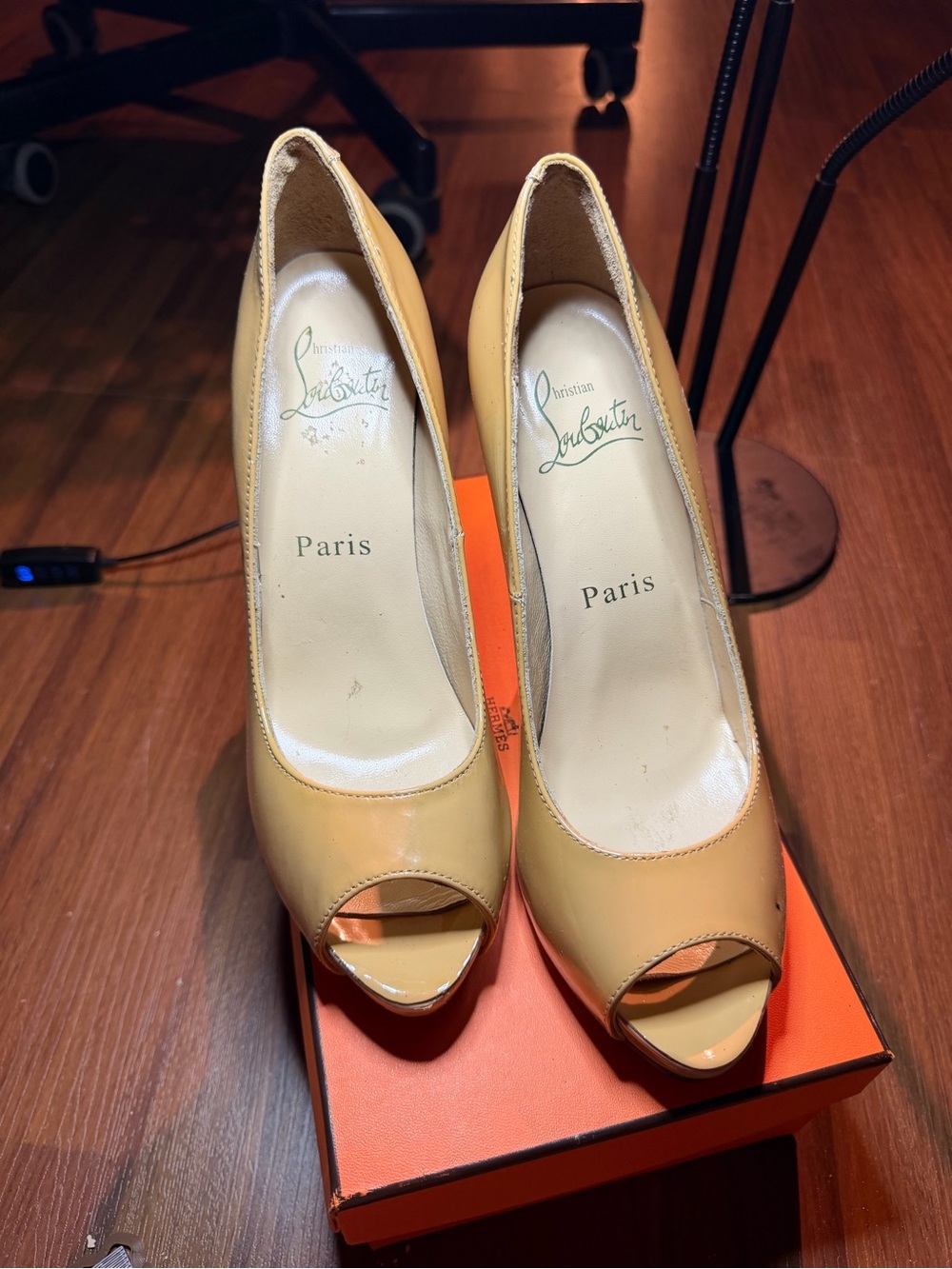 Christian Louboutin Nude Peep-Toe Pumps